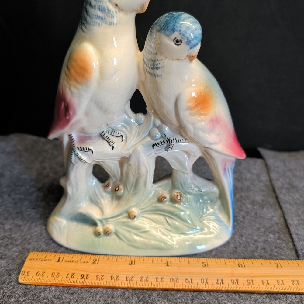 Ceramic Parrot Figurine - Blue, Pink, and Orange - Picture 8 of 9